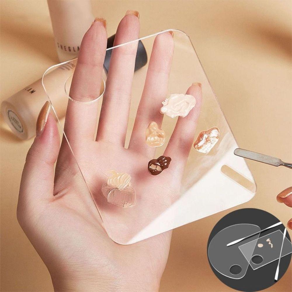 Plate witn Spatula Rod Makeup Palette Foundation Mixing Tray Blending Plate Nail Art Palette
