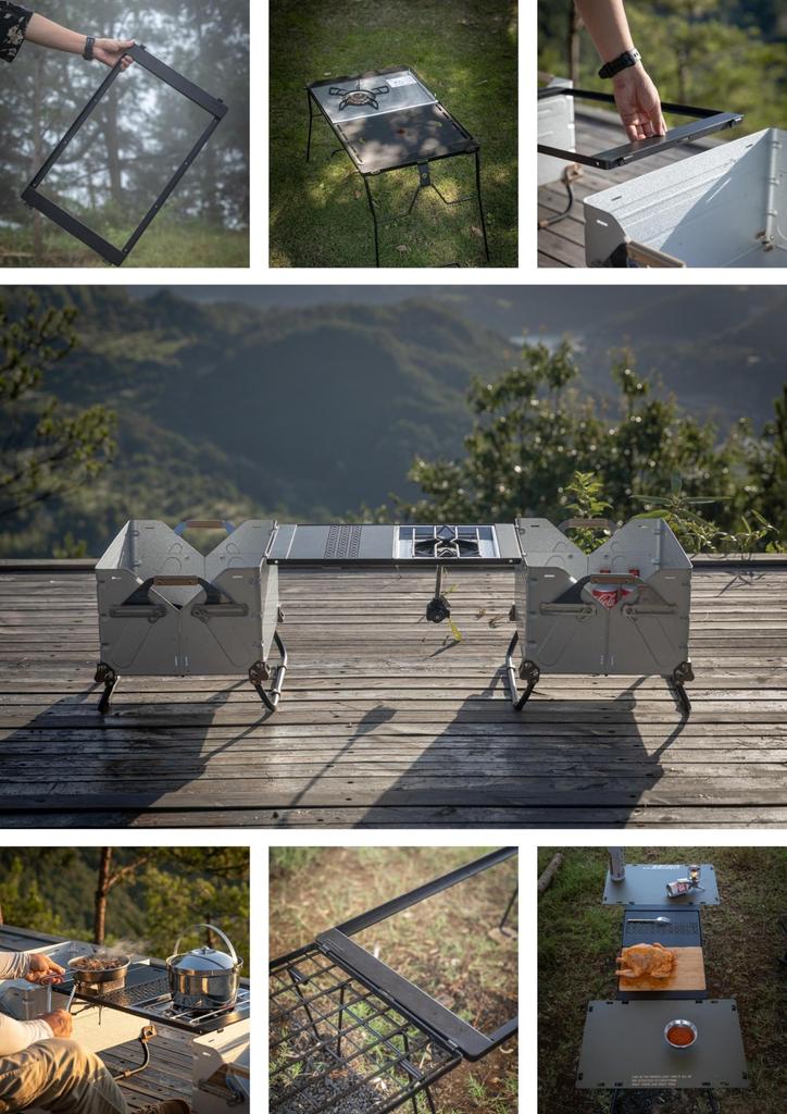CAMPING MOON Shellcon Field Rack Connecting Bridge Table Bridge Frame IGT Table Black CK-3650