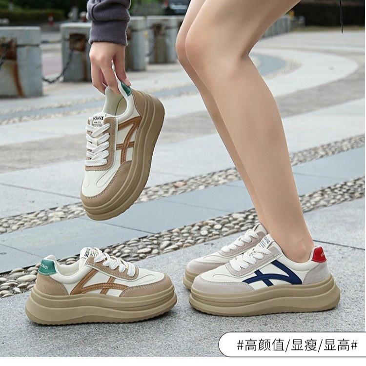 Gu Yunshu with Skirt Platform White Shoes Women's Autumn Sports Shoes Running Shock Absorption Retro Height Increase German Training Board Shoes Women