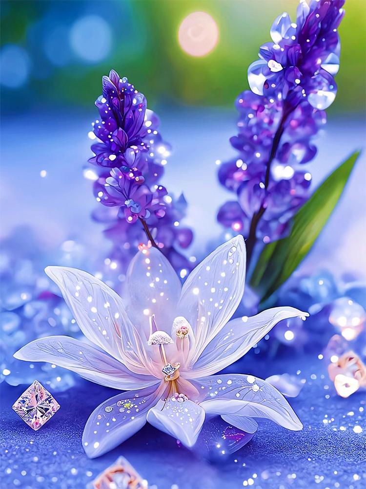 Painting Blooming Cross Flower Diamond Stitch Kits Diy Diamond Mosaic Purple Flower New Arrivals Art Home Decor Handicraf Gift