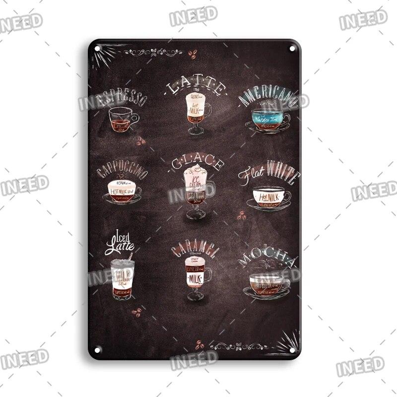 Retro Vintage Cocktail Recipe Tin Signs Metal Vintage Plaque Beer Metal Plate Decorative Plaque For Bar Pub Man Cave Wall Decor