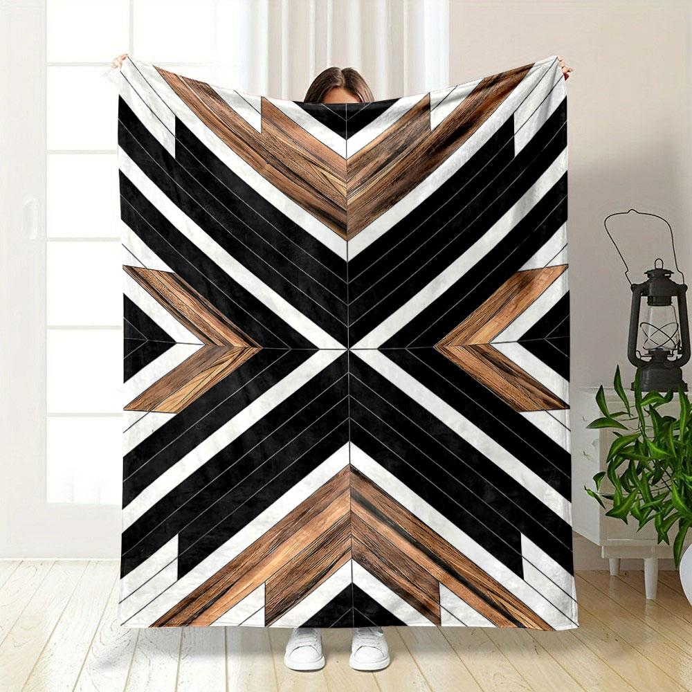 Geometric Chevron Wood Pattern Blanket Patterned blanket, flannel, suitable for all seasons, home decor, warm and cozy