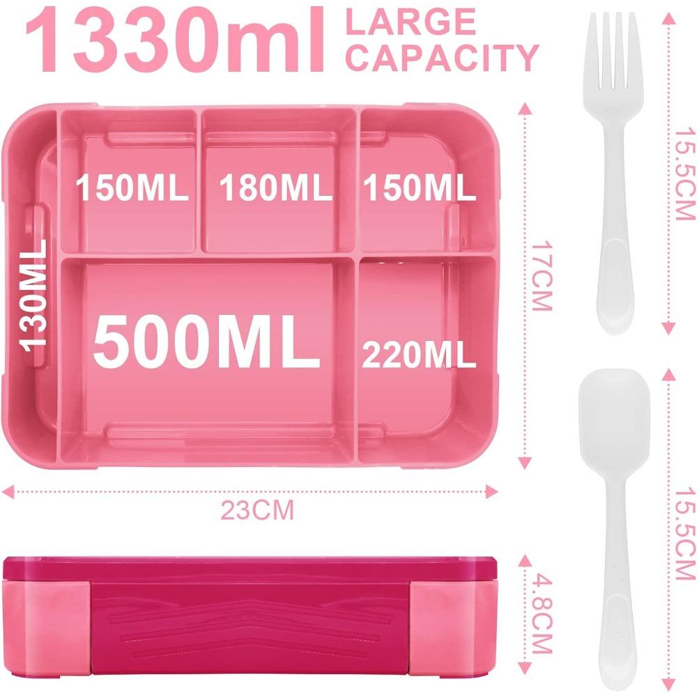 Bento Lunch Box Kids, Bento Box Lunch Box Adults с 5 отделениями и 1 контейнером для салатной заправки, Snack Box для детей