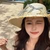 French bow flower flat top straw hat women's summer seaside beach vacation big brim sunshade sun hat