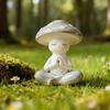 Zen Meditation Mushroom Sculpture Resin Mushroom Figurine for Living Room Home Office Desk Patio Garden Decor