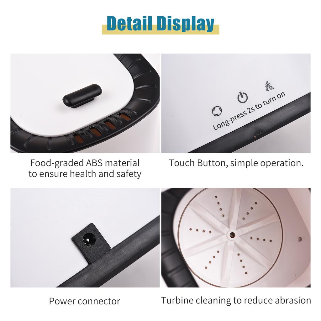 Портативная стиральная машина для трусов, нижнего белья, носков, емкостью 2 л, мини-прачечная машина, турбина