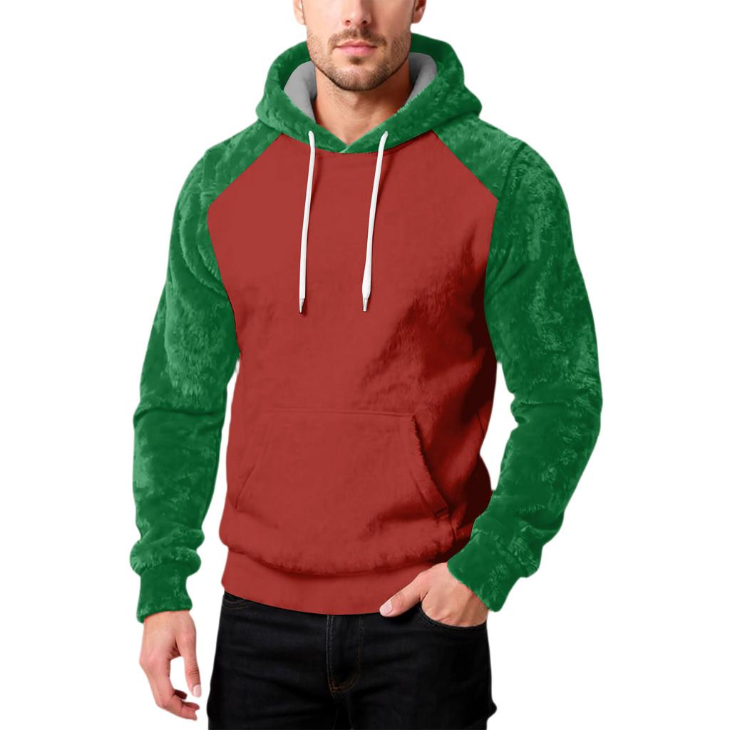 Мужская Мода Досуг Капюшон Капюшон Плюшевый Длинный Рукав Толстовка