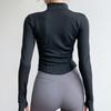 New velvet yoga clothes jacket women's spring elastic breathable long-sleeved sports fitness clothes slim yoga top