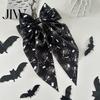 Halloween Themed Hair Accessory Bow Spring Clips for Women, Pumpkin Skeleton Ghost Hand Printed Hairpin Fabric Barrettes, Cute Horror Accessories