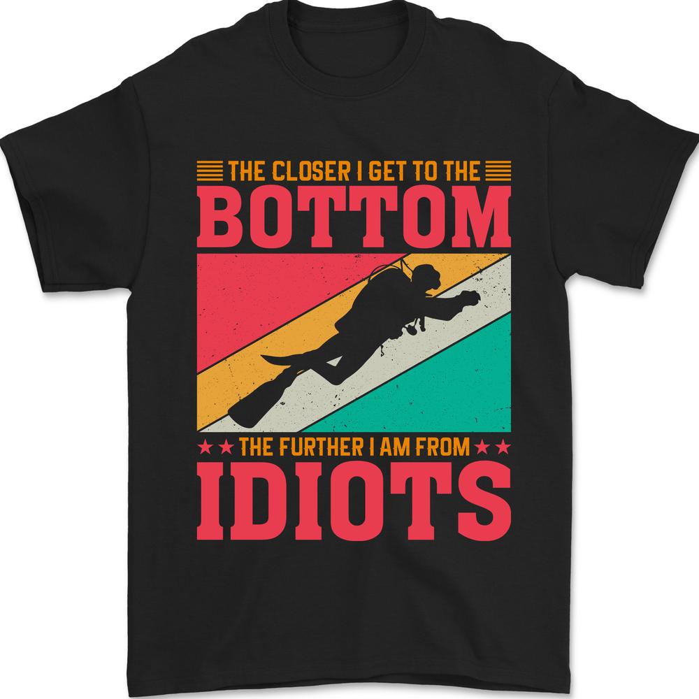 Further From Idiots Funny Scuba Diving Diver Mens T-shirt Cotton