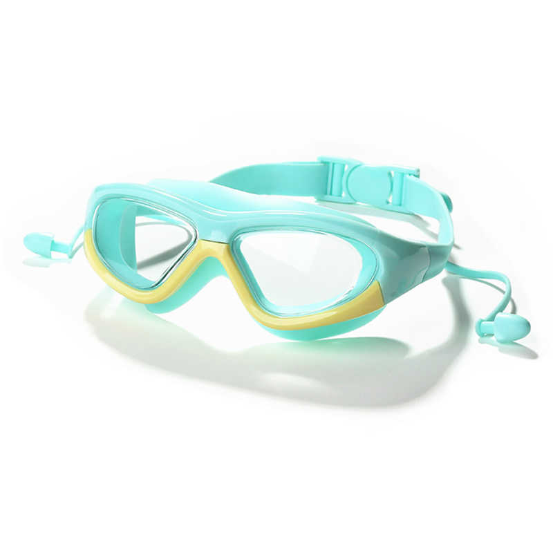 Kids Swimming Goggles Children 3-14Y Wide Vision Anti-Fog Anti-UV Pool Glasses With Ear Plugs Outdoor Sports Diving Eyewear