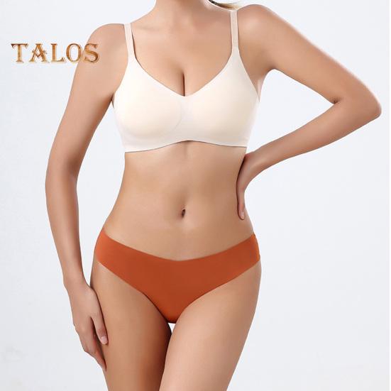 Women Underwear Low-Waisted Ice Silk Seamless Cool Feeling Cotton Crotch Underpants Solid Color Daily Briefs for Home Sleep