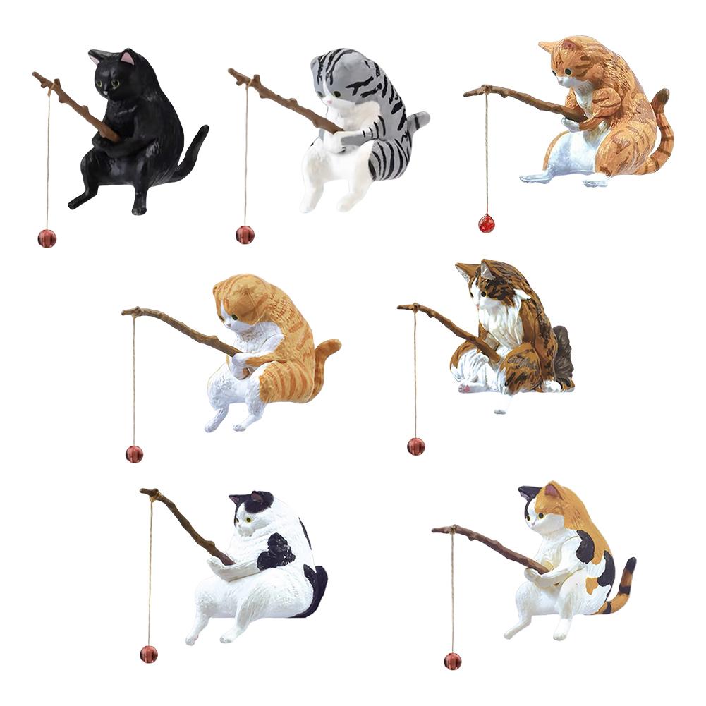 1-5PCS Fishing Cat Aquariums Decorations Fishtanks Hangable Decors Landscape AquaticPet Fishtank Ornament Desktop Accessories