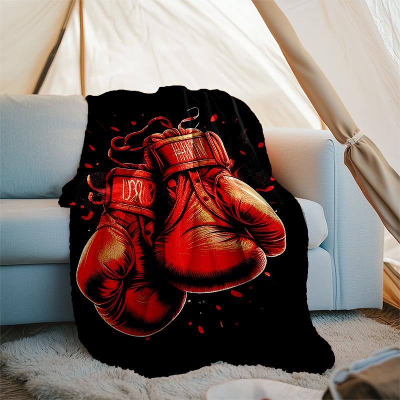 boxing Theme Printed Blanket - Perfect for Couch, Bed, Travel & Outdoor Use | Machine Washable, Cozy & Durable.