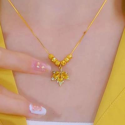 Ожерелье из желтого кленового листа, женская цепочка с бусинами, подвеска в виде лепестка, цепочка на ключицу, ювелирные изделия