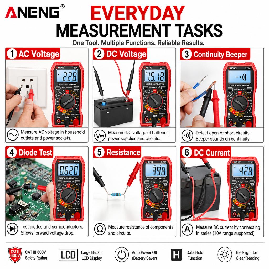 ANENG SZ06 Multimeter 2000 Current Tester Tools Ohm Professional Smart Mini Multimetro Diode Counts Digital AC/DC Voltage DC
