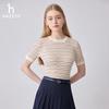 Женский вязаный топ с коротким рукавом в контрастную полоску HAZZYS