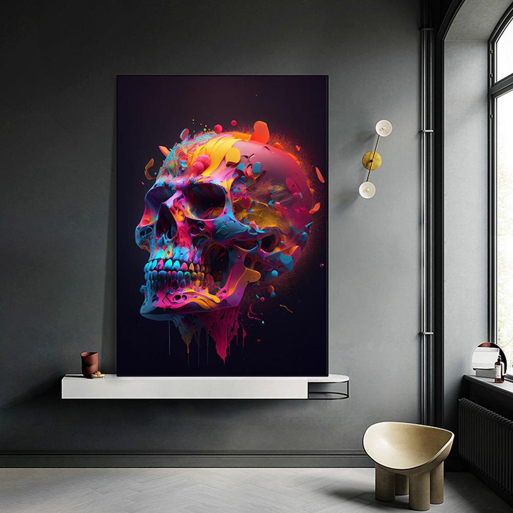 Абстрактные Череп Цветы Портрет Холст Картины Уличное Искусство Граффити Стены Хэллоуин Праздничные Подарки Печать Плакатов Картины Современный Домашний Декор Куадрос