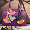 Cute Palm-Sized 3D Leather Bird Bag Charm - Colorful Stitched Leather Patchwork Pendant for Handbags with Vivid Bird Shape