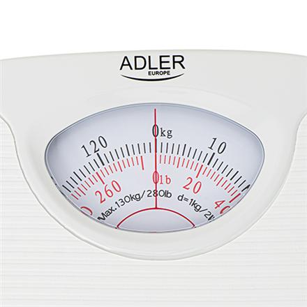 Adler | Mechanical Bathroom Scale | Ad 8151W | Maximum Weight (Capacity) 130 Kg | Accuracy 1000 G | White