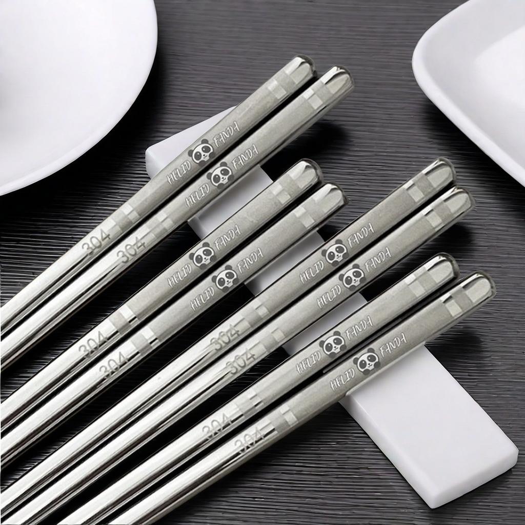 Набор палочек для еды из нержавеющей стали 304 с противоскользящим покрытием, многоразовые металлические палочки для еды, палочки для суши, кухонная утварь, китайские палочки для еды