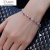 Silver Heart -Shaped Blue Crystal Bracelet Women European Style Fashion Simple Temperament Bracelet