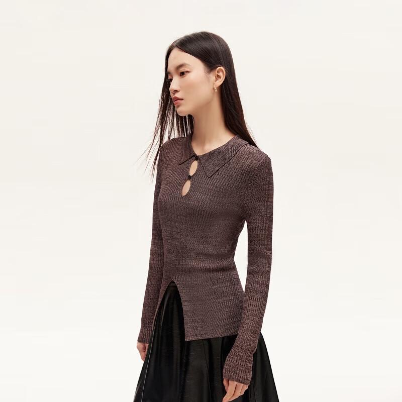 VEROMODA Women's Waterdrop Cut-out Ribbed Knit Top