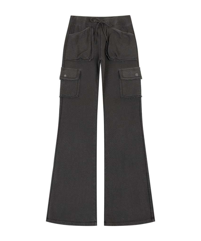 Обычные праздничные брюки Bootcut из пигментированного джерси [Угольный]