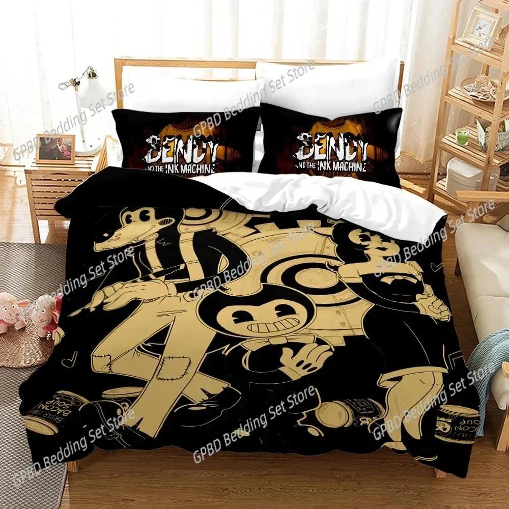 Bendy N Ink Machine 3D НОВЫЙ Пододеяльник Наволочка Комплект Постельного Белья Взрослый Мальчик Девочка Украшение Спальни Детский Односпальный Двуспальный Большой