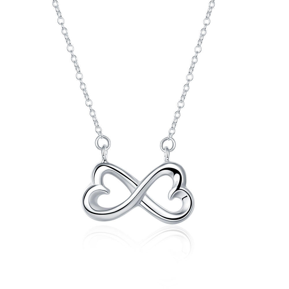 925 Sterling Silver Heart Print Necklace Wedding Fashion Jewelry