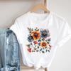 (Asian Size) Women Sweet Flower Cute 90s Casual Top Clothing Fashion Print Lady Female Short Sleeve T Shirt Tee Graphic T-shirts
