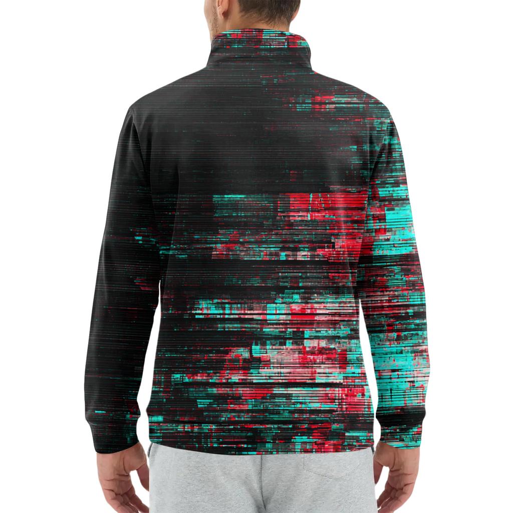 Мужской свободный повседневный свитшот на молнии 1/4, модный топ с длинным рукавом и принтом, с карманами