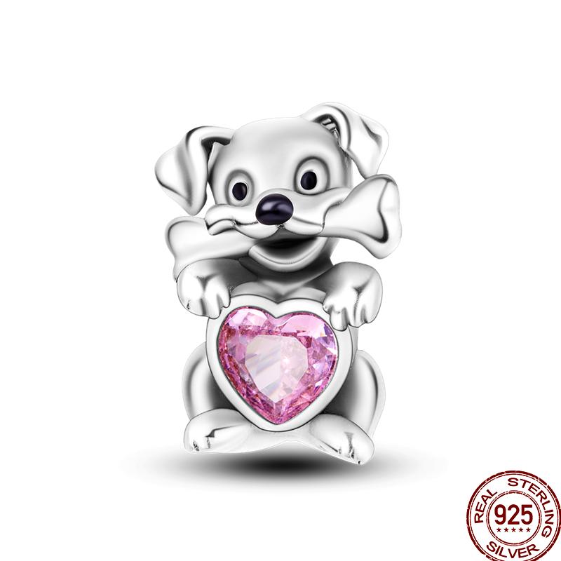 Copper Pure Pink Love Puppy Pet Pink Perfume Pendant Beads Suitable For 3Mm Original Bracelet Diy Jewelry