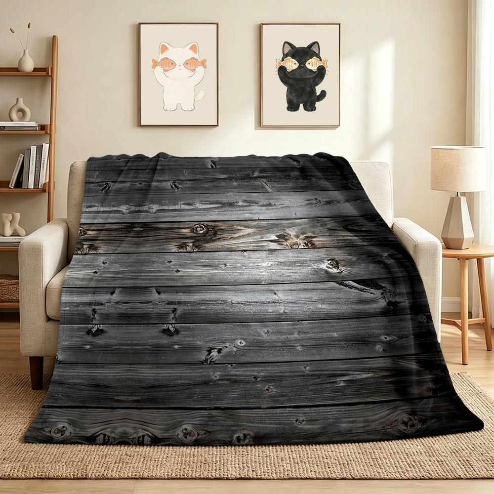 Wooden Texture Flannel Blanket Throw Blanket Soft Warm Sofa Bed Camping home Decor Unique Christmas Gift C926428