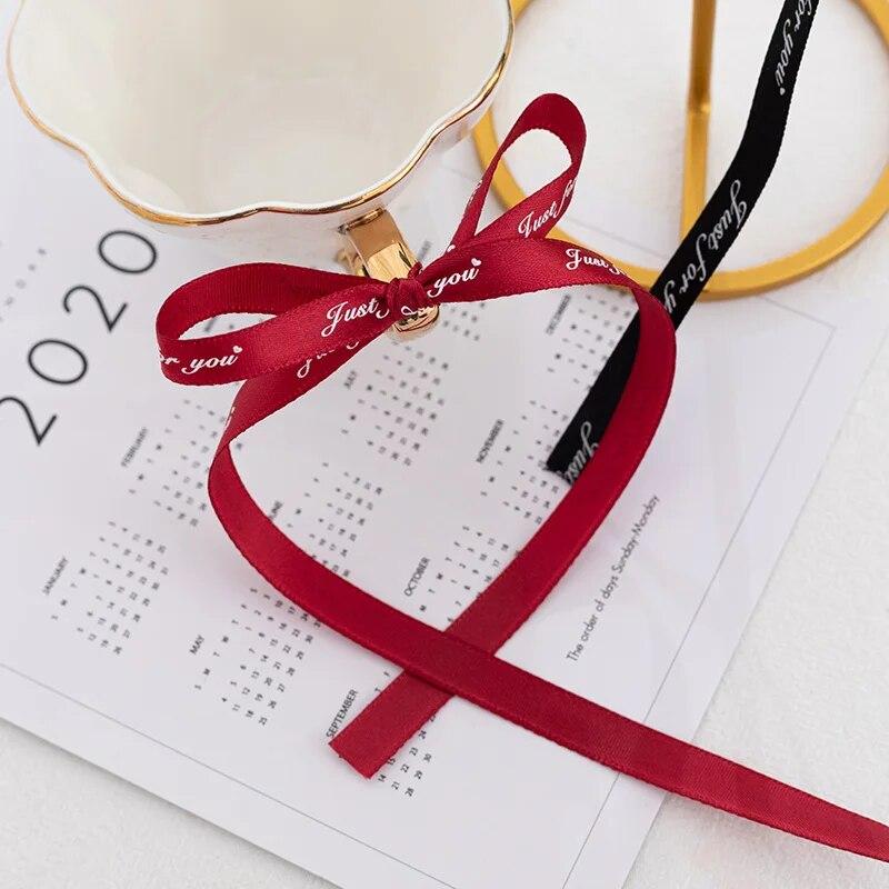 25mm*50yards Printed "just for You" Polyester Ribbons for Wedding Christmas Party Decorations DIY Bow Craft Ribbons