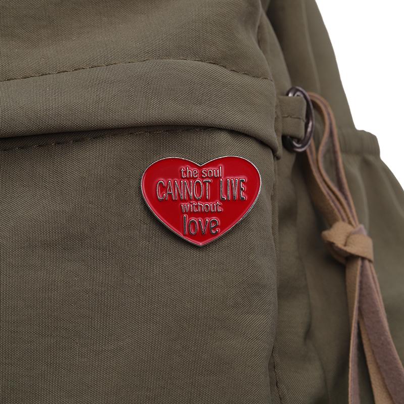 The Soul CANNOT LIVE Without Love Enamel Pins Custom Red Heart Brooches Lapel Badges Jewelry Gift for Kids Friends