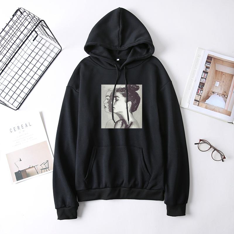 Женская осенняя бархатная толстовка с капюшоном, женские свободные толстовки с длинным рукавом для студентов