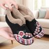 Женские зимние слипоны - Утепленные толстой подкладкой, амортизирующая подошва, цветочный узор, низкий каблук, круглый носок, ботильоны до щиколотки с плюшевой подкладкой