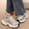 Популярные жареные уличные кроссовки на платформе для папы женские увеличивающие рост универсальные повседневные туфли 2025 новые весенне-осенние дышащие серебристые кроссовки