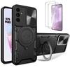 Case + 2 Tempered Glasses for Samsung Galaxy S25 Plus (Galaxy S25+), Protection with Camera Cover - Black