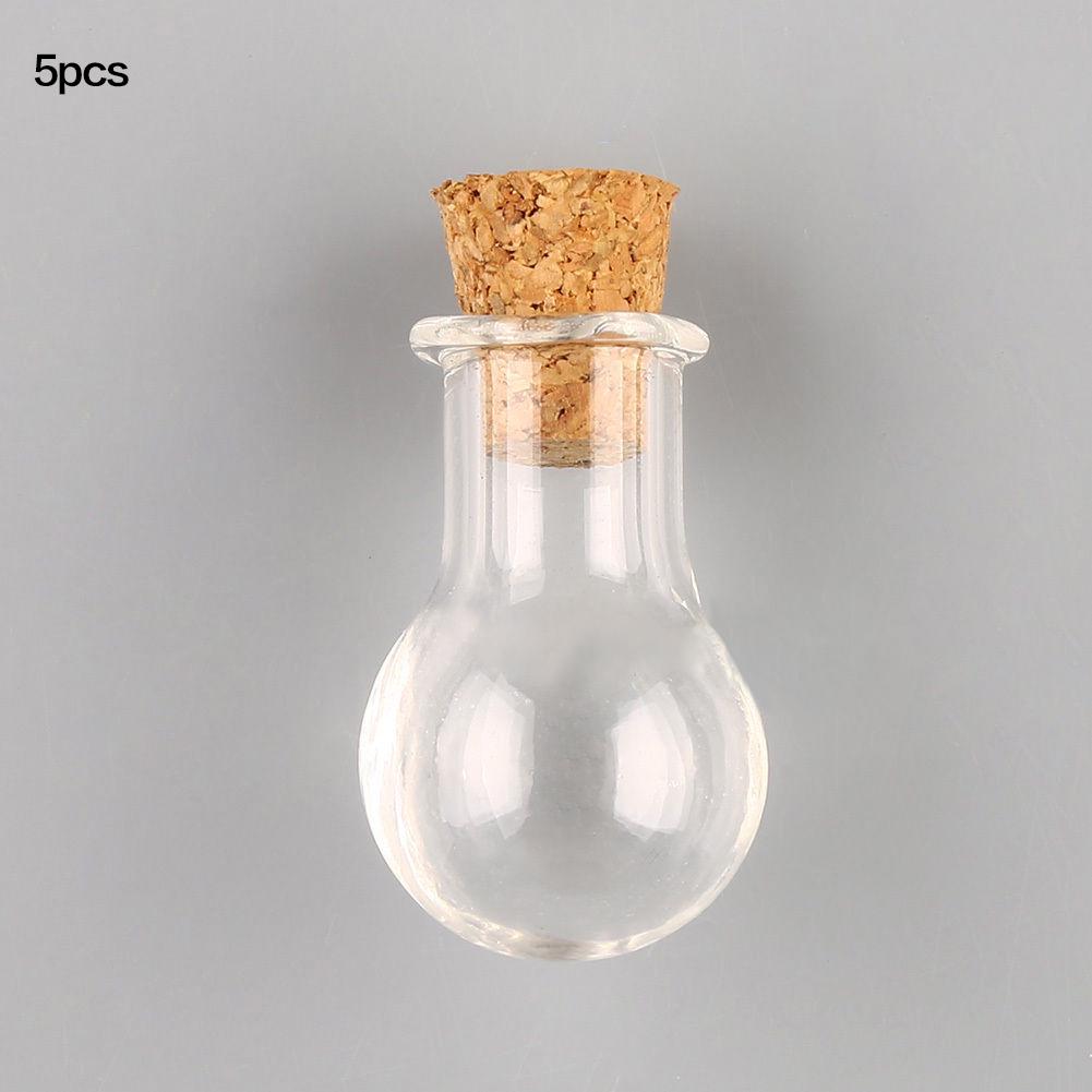 5 PCS Wishing Bottle Pendants Empty Corks Glass Hand-Blown Vial Necklace