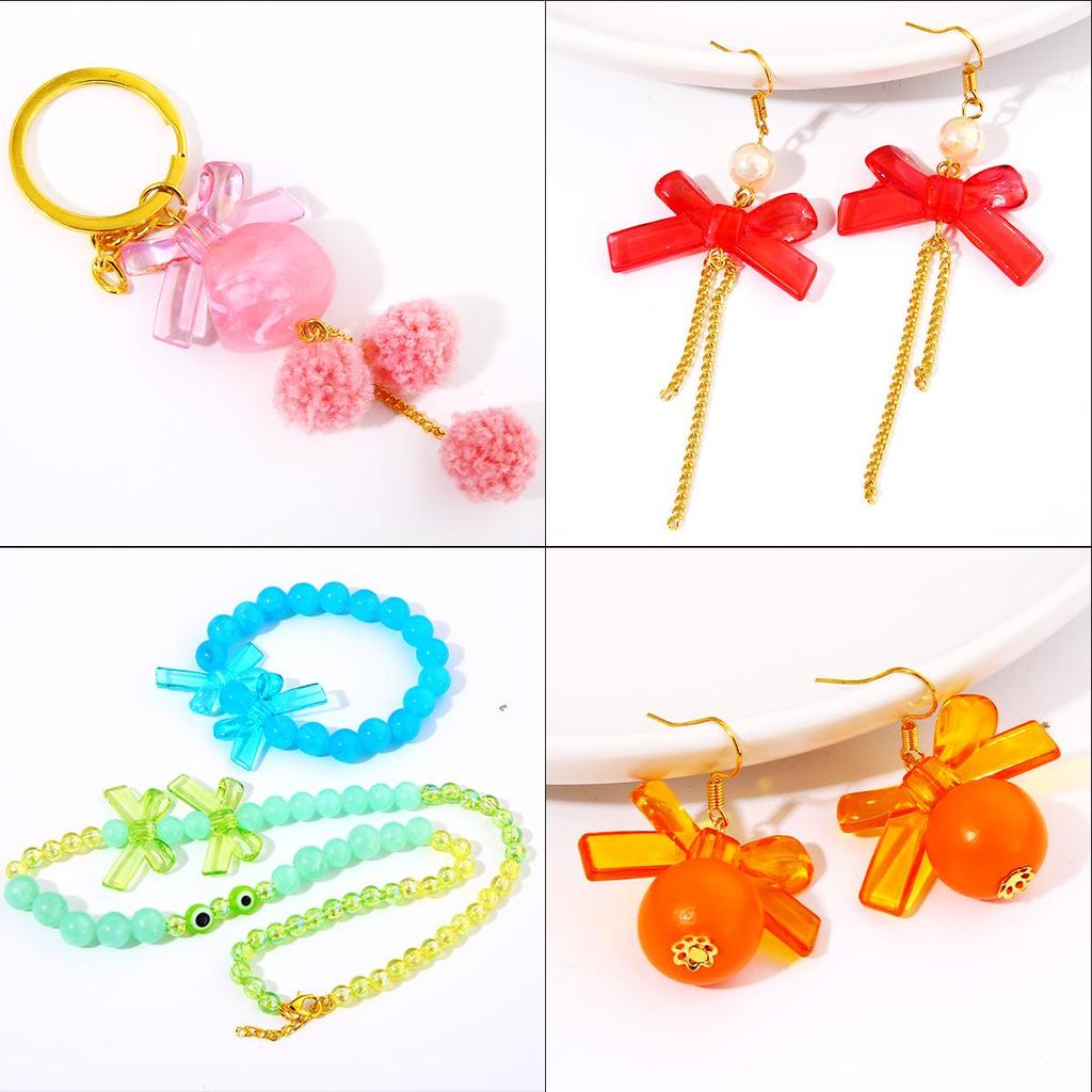 4 шт. пластиковые акриловые банты-бабочки, банты, бусины, подвески для ожерелья, браслета, серьги, украшения для волос, сделай сам, ювелирные аксессуары