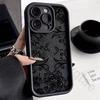 Черный Силиконовый Чехол с Кружевным Узором Для iPhone 13 11 15 17 12 14 16 Pro Max 17 Air Plus SE Ударопрочный Мягкий Защитный Чехол