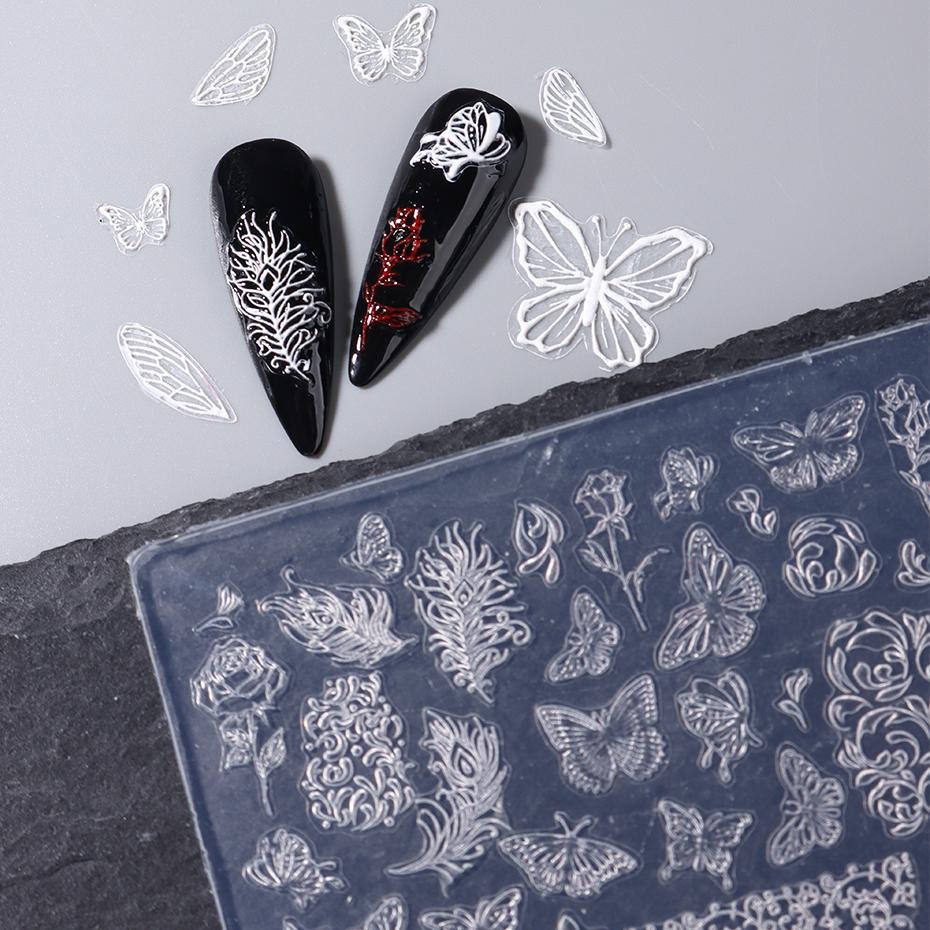 3D Silicone Nail Carving Mold Snowflakes Winter Mould Stamping Design Gel Stencils DIY Manicure Accessory Tools Multi-Designs