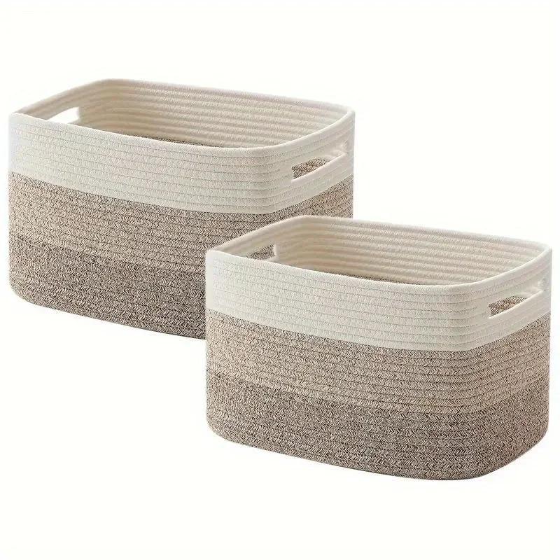 1 Bohemian Style Cotton Rope Woven Storage Basket, Large Capacity Toy, Home Decoration, Christmas and New Year Gift Organizer