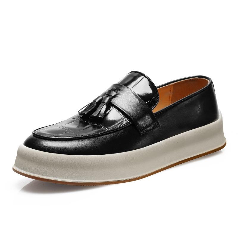 9615 Лоферы кожаные туфли мужские летние молодежные британские ленивые лоферы повседневные шапочки
