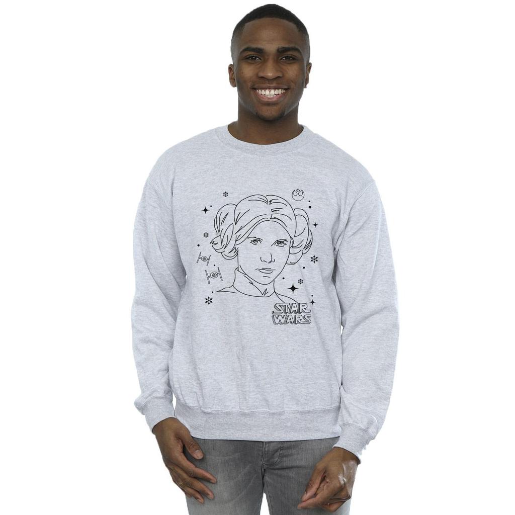 Star Wars Mens Episode IV: A New Hope Leia Christmas Sketch Sweatshirt