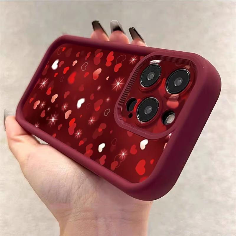 Sparkle Heart Glitter Phone Case For iPhone 17 AIR Pro Max 16E 15Plus 14 13 Mini 12 11 AIR XS XR XS Shockproof Soft Cover