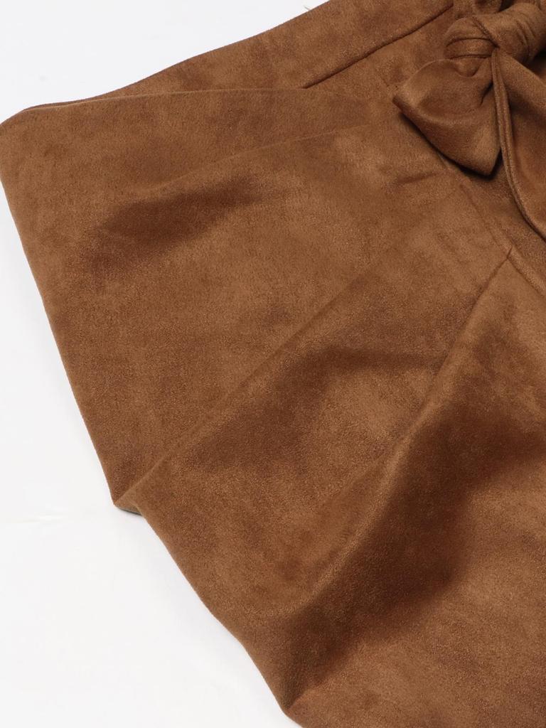 Элегантная женская замшевая юбка со шнуровкой - Однотонная, Коллекция Весна/Осень