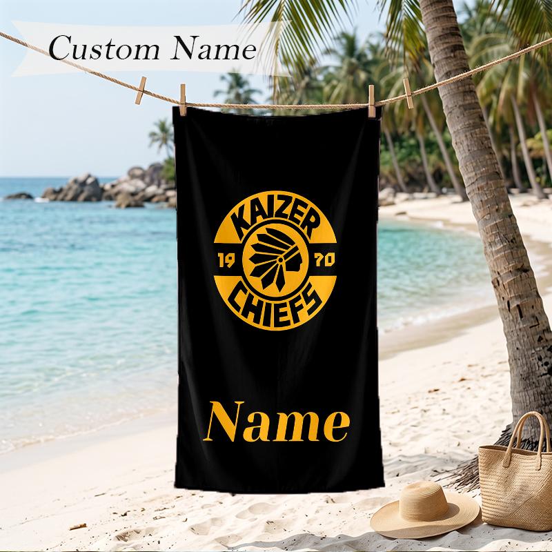 Kaizer Chiefs Custom Name Printed Beach Towel Personalized Soft Towel For Swimming Beach Travel
